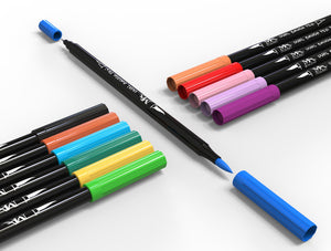 Dual Brush Pens - 12 Colors