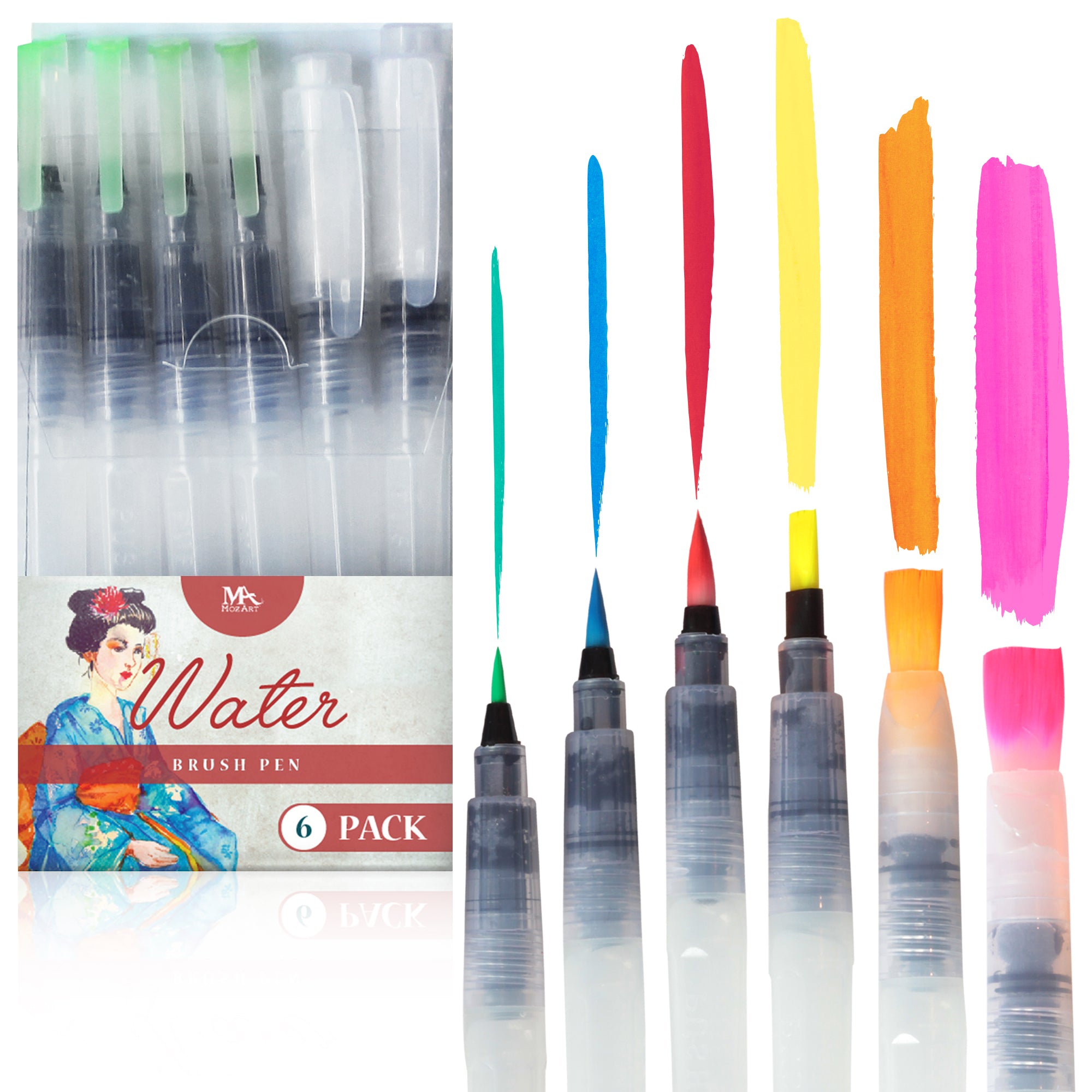 watercolor Brush Pens, set of 6 Refillable Art Water Brush for