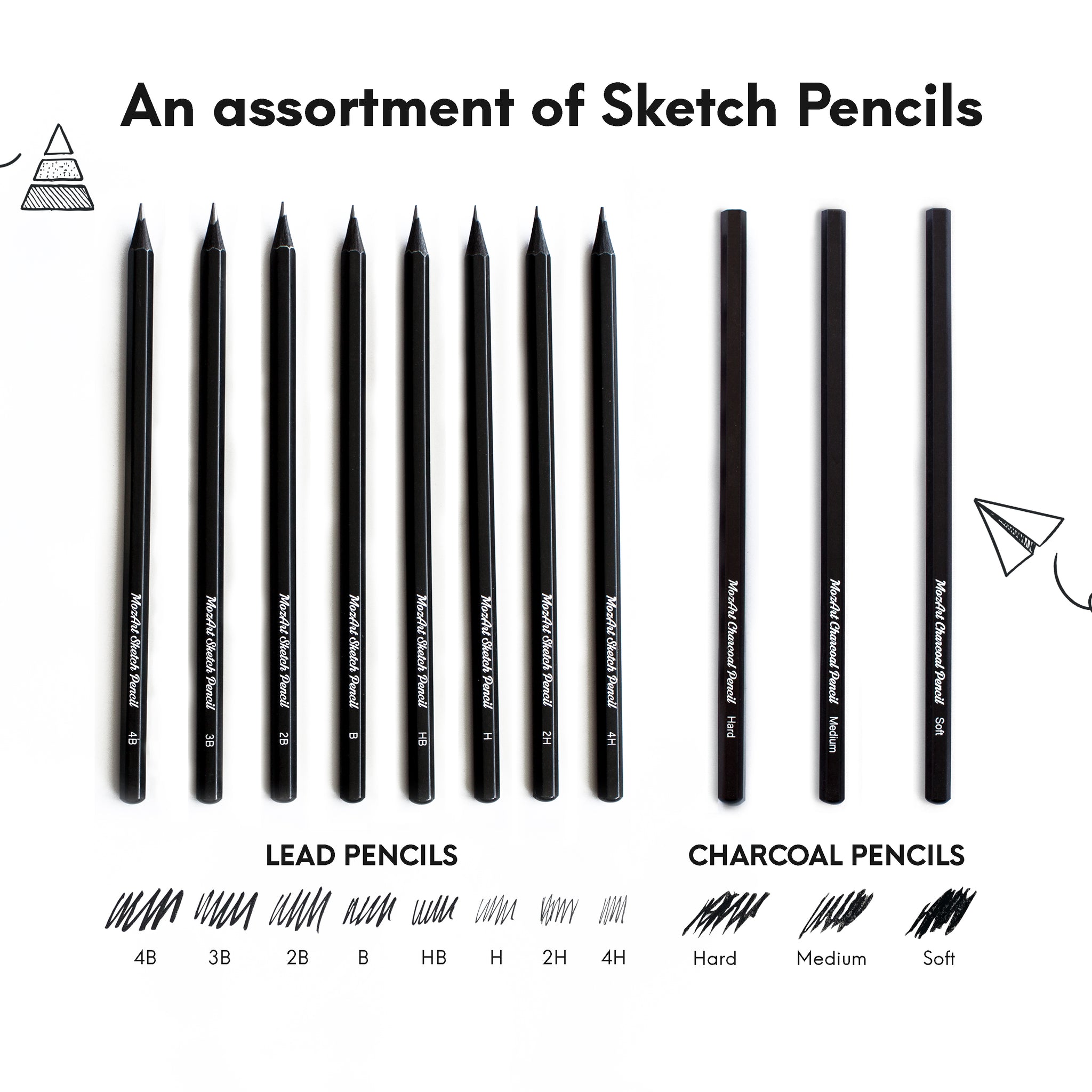 Prina 50 Pack Drawing Set Sketch Kit, Sketching Supplies with 3-Color Sketchbook, Graphite, and Charcoal Pencils, Pro Art Drawing Kit for Artists