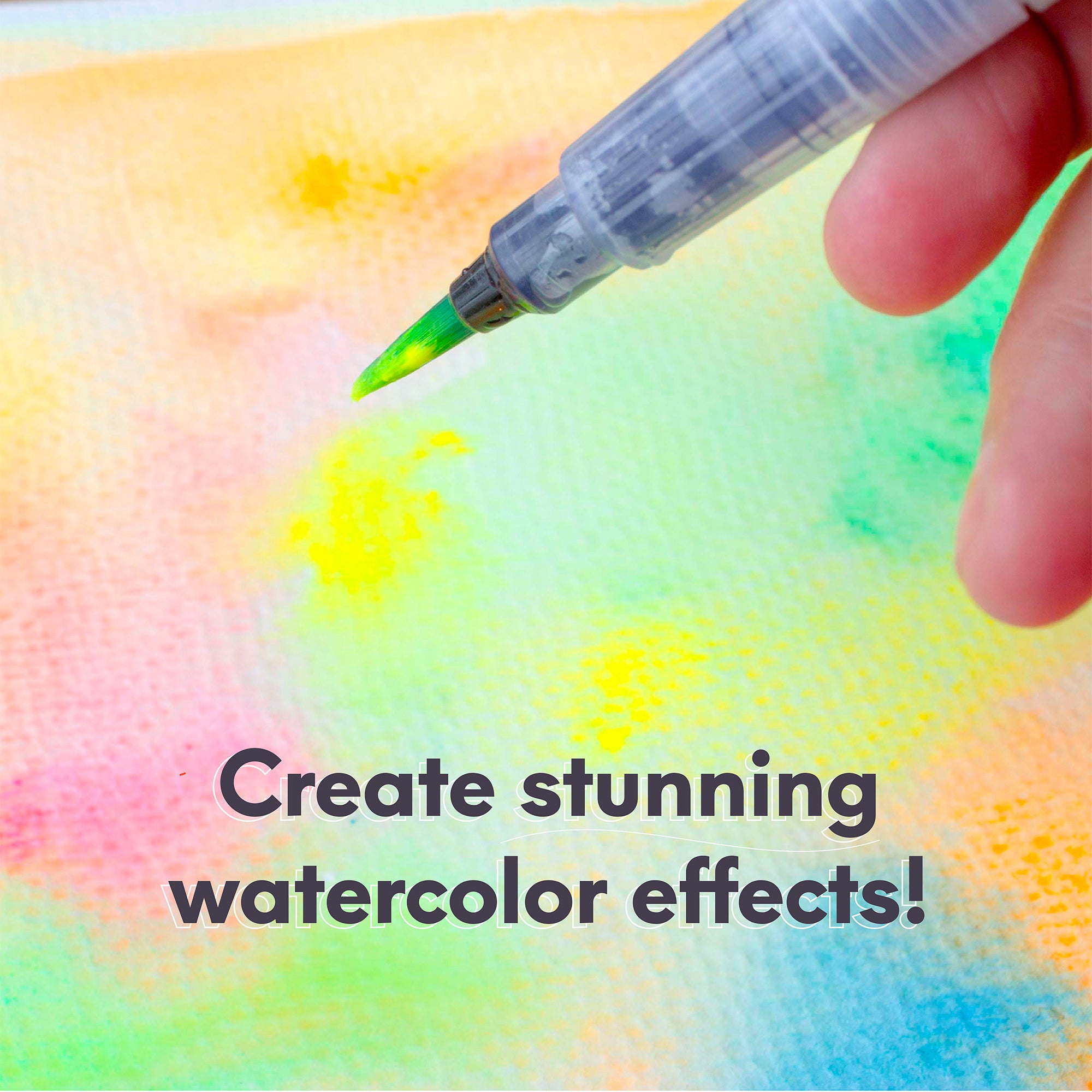 Pixiss Water Brush Pen Set - 6 Refillable Watercolor Paint Pens