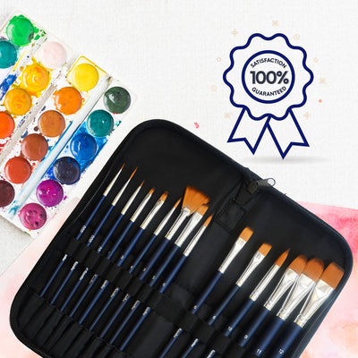 15 pcs Watercolor Paint Brush Set - MozArt Supplies USA
