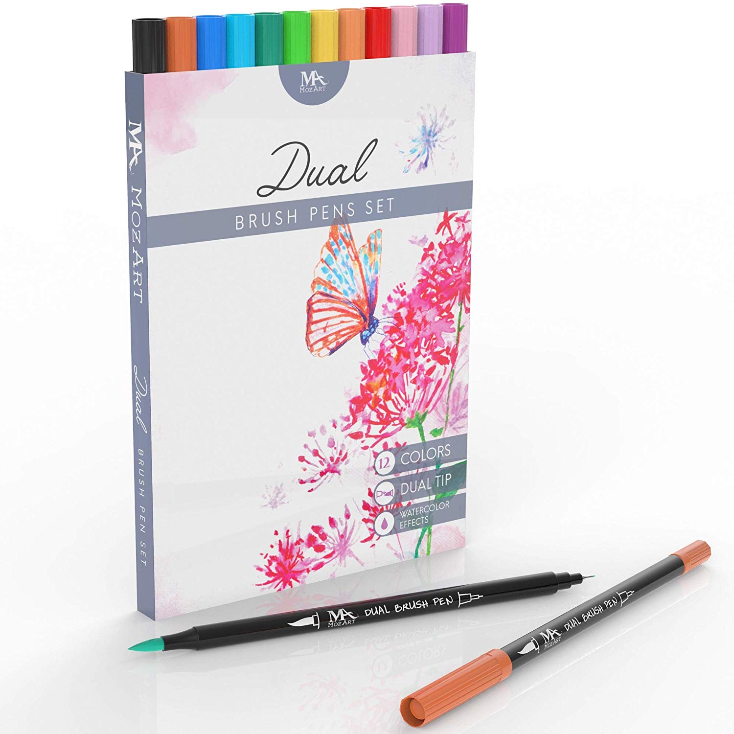 PuTwo Dual Brush Pens in 12 Colors Brush Markers Paint Markers Paint Pens  Watercolor Paint Calligraphy Pens Watercolor Markers for Adults Coloring